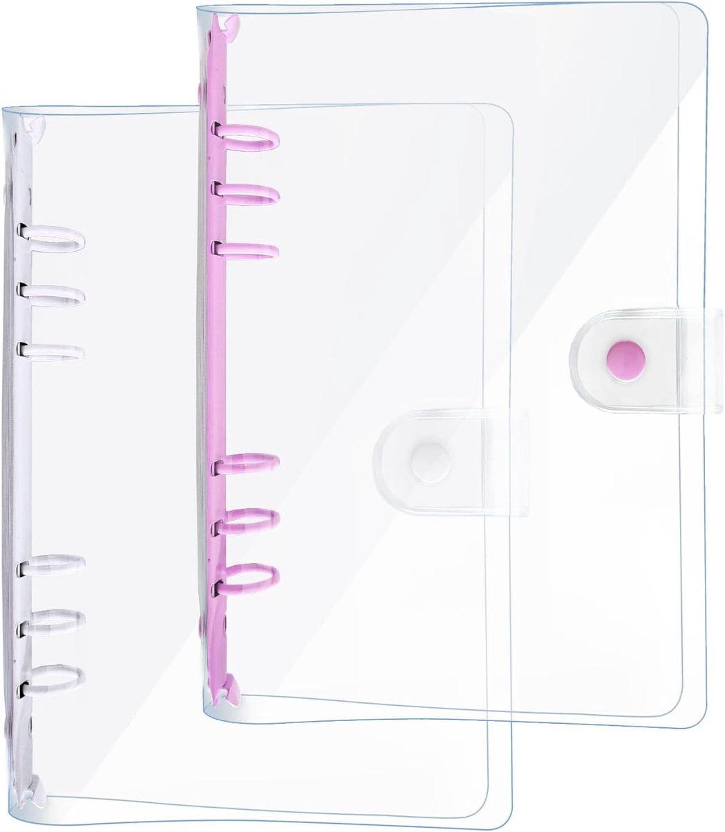 Notitieboek A6 Soft PVC - 2-delige ringband met 6 ringen - Lichtpaars/wit - Herbruikbaar en stijlvol - m-winkel