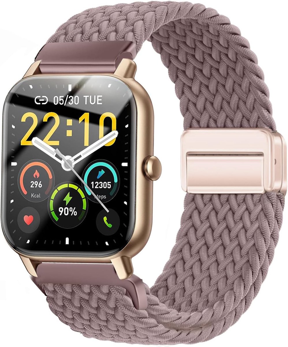Nylon horlogeband 22mm - gevlochten verstelbaar - voor Gloryfit en Veryfit smartwatches - comfortabele draagbaarheid - SnelShoppen
