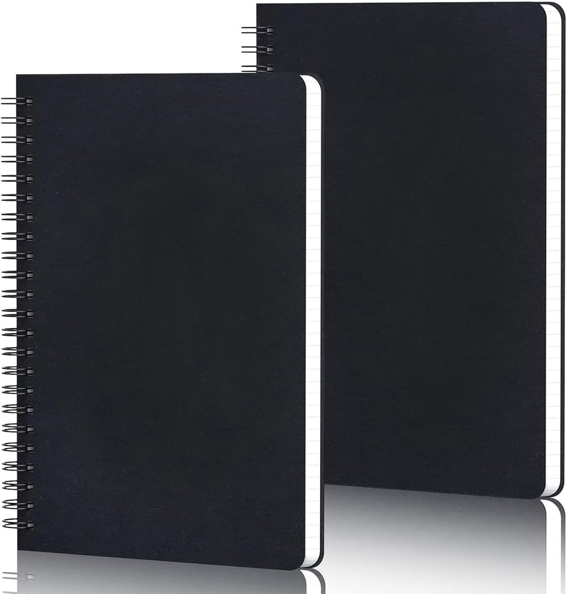 Notitieboek A5 Gestippeld - 2 Stuks Notitieboeken A5 Gestippeld - 100g/m² Gestippeld 5mm Spiraalnotitieboek - 14x21cm Notitieboek Zwart - Notitieboeken Spiraalnotitieboek A5