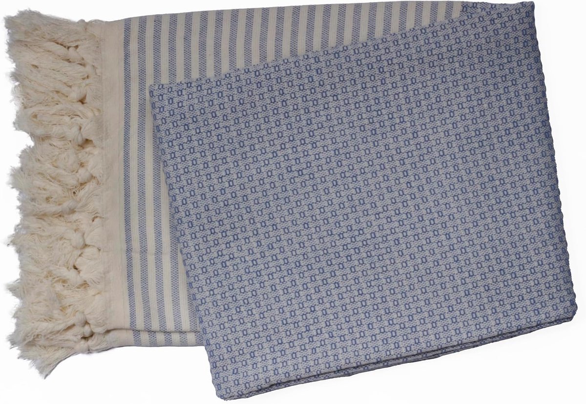 Hammam handdoek groot - denim blauw - 80% katoen - ideaal voor sauna en strand - SnelShoppen