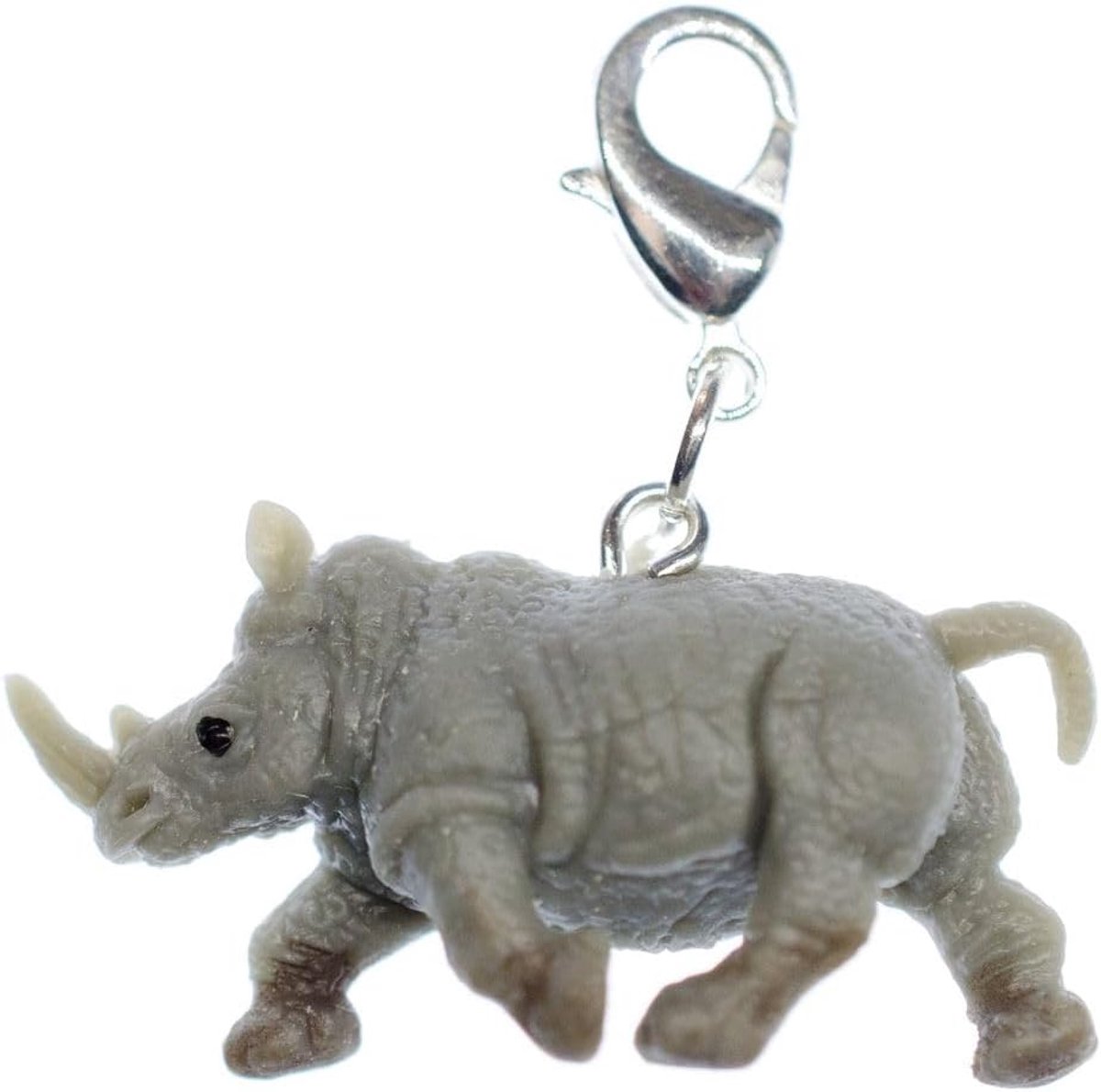 Rhino Charm Hanger Zip Zoo Rubber 30mm Rhinocerus Safari Afrika