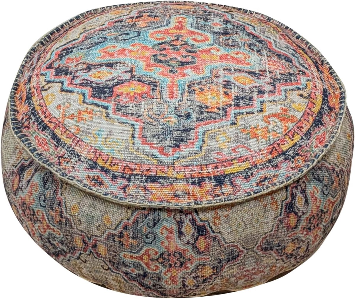 Life ART Bohemian Outdoor Floor kussenhoes - onbemand 60 x 20 cm - vintage ronde poef Otttoman - kussensloop voor tuinfeest, zwembad, balkon, terras