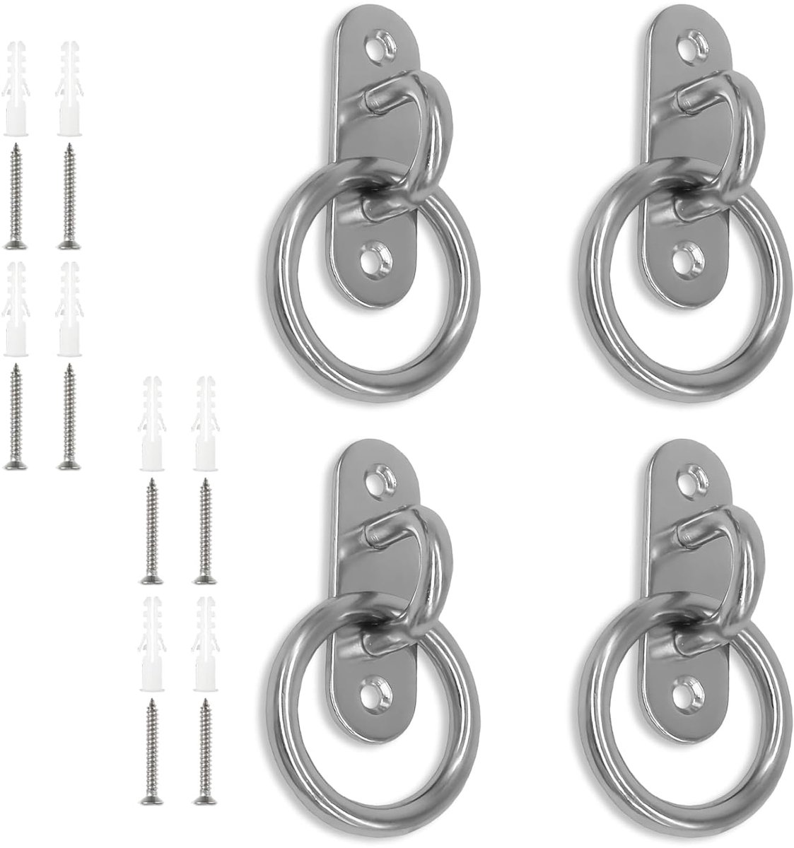 4 stuks oogplaat met oogje, 8 mm roestvrij stalen verbinding voor paarden, gesloten bevestigingsring, ovaal ooglid, voor paardenstal, yoga, fitnessstudio, 304 roestvrij staal