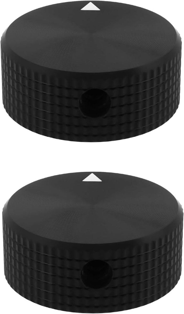 2 stuks 25x10mm zwarte gekartelde bedieningsknop 6 mm rond gat aluminium voor potentiometer
