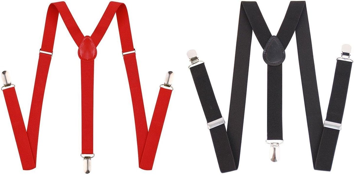 2 Stuks Riem, Elastische Elastische Riemclip, Herenpakbanden, Algemene Riem, Accessoires (Rood, Zwart).