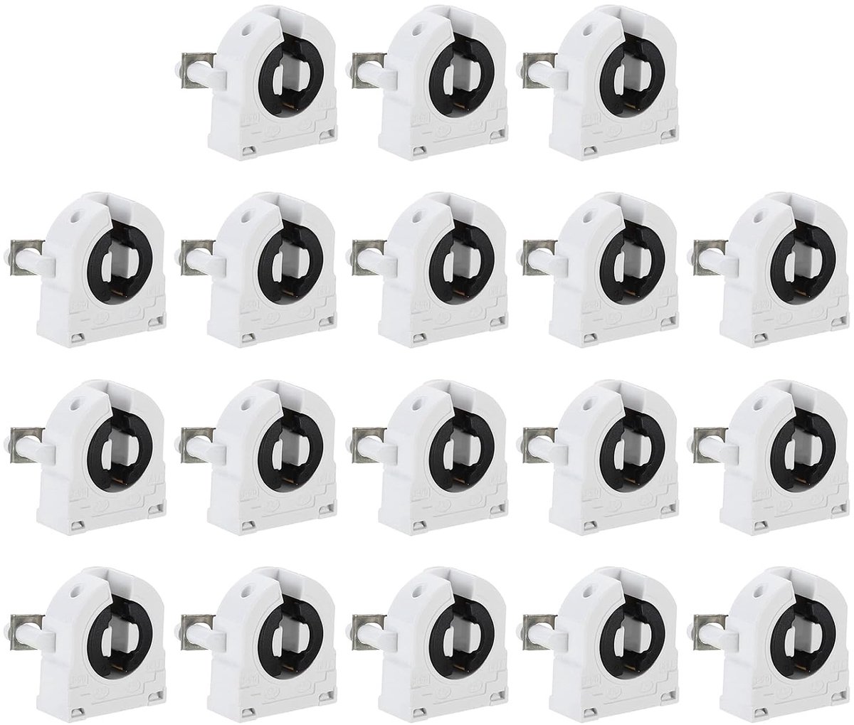 T8 TL-lamphouder, verpakking van 18 G13 lampvoet LED TL-buisfitting 250 V niet-geschakelde draaitype lamphouder vervanging, 27 x 31 x 18 mm
