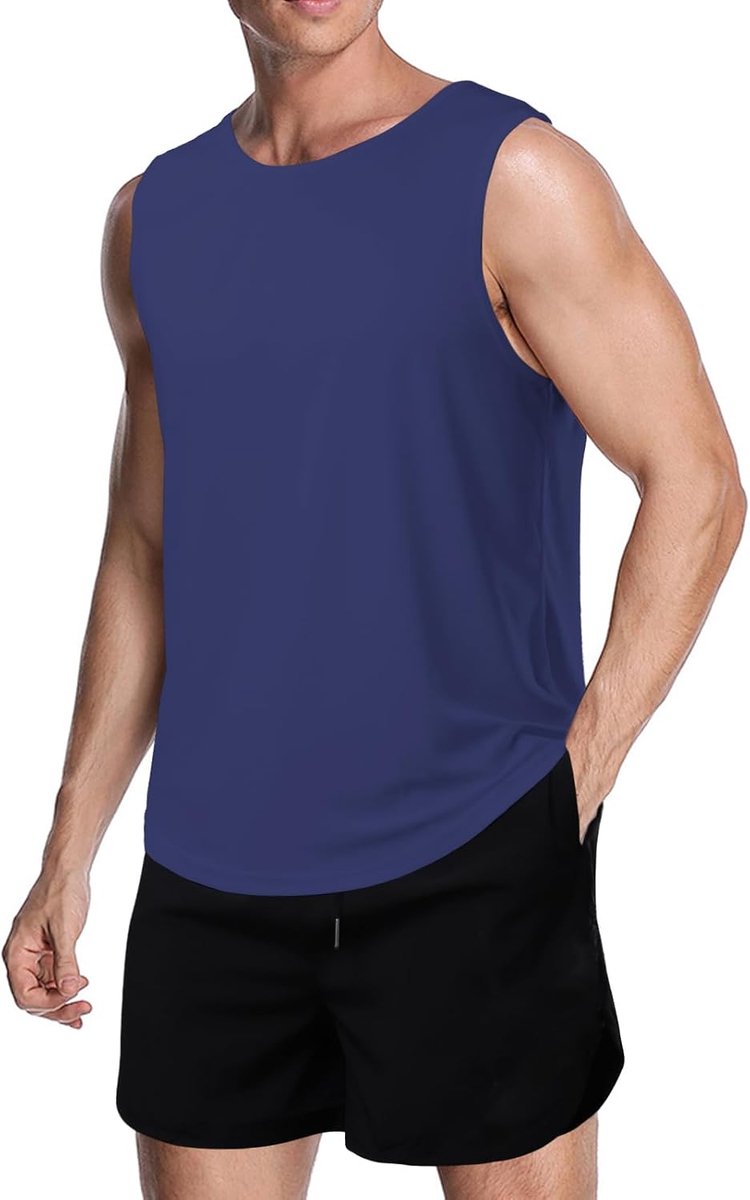 Meioro, Tanktop van mesh voor heren, mouwloos, sneldrogend, training op sportschool, sportieve shirts, voor hardlopen, fitness vest, bodybuilding, sport