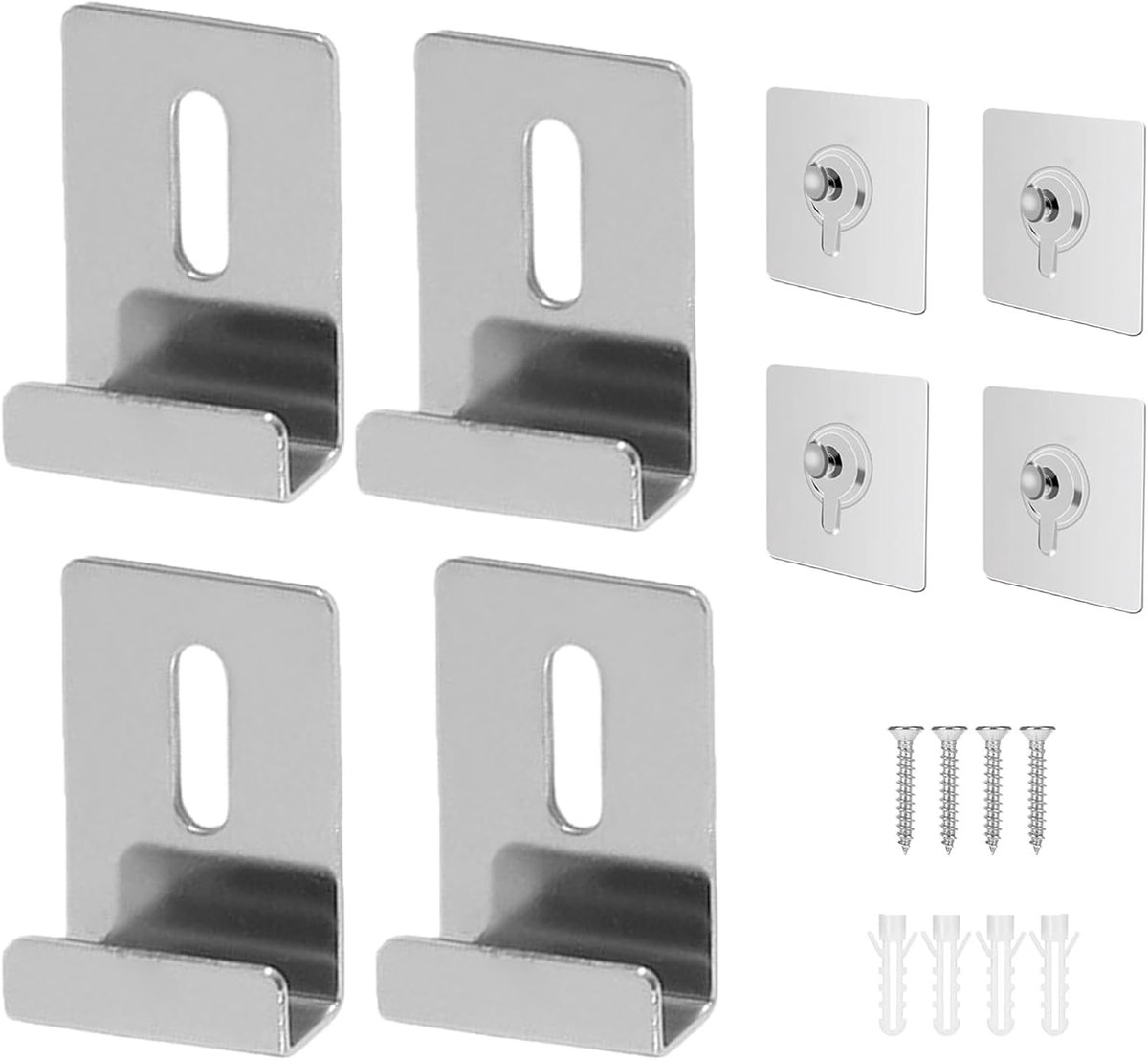 4 stuks roestvrijstalen spiegelhouders, voor de muur, zware spiegelklemmen met schroeven en pluggen (7 mm binnenbreedte), voor spiegels in badkamer en woonkamer