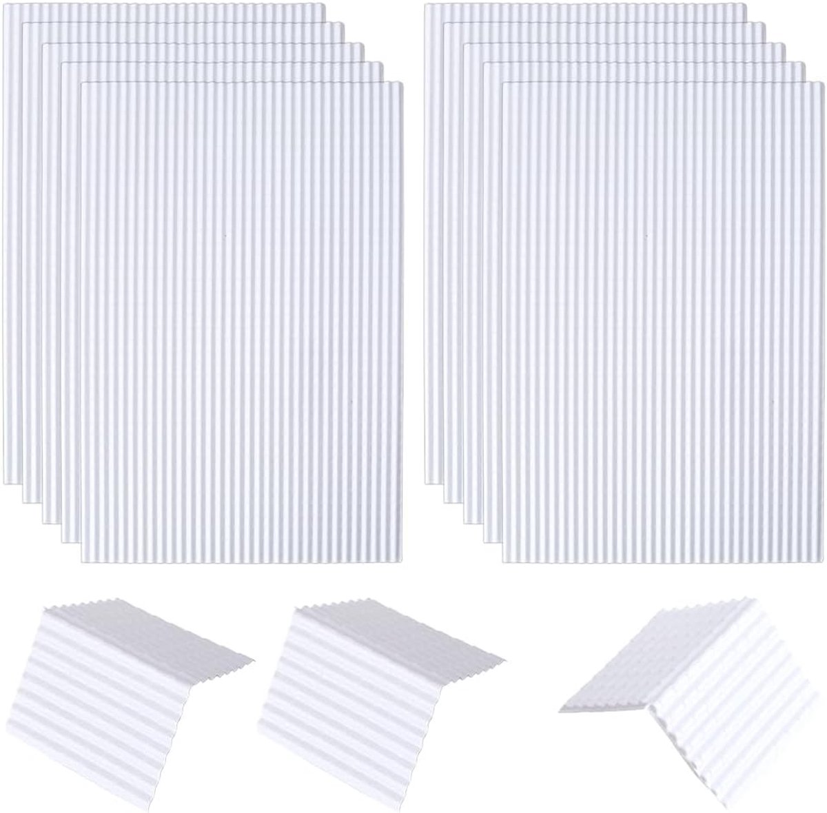 10 stuks 1/25 schaal witte PVC-dakpannen voor poppenhuizen 297x198 x 1,8mm Lichtgewicht waterdichte bescherming Miniatuur dakbedekkingsplaten voor modelbouw en doe-het-zelf-knutselwerk
