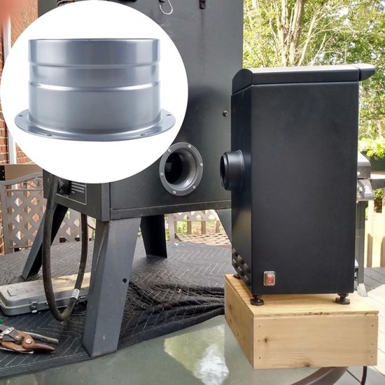 195 mm / 7,67 inch, verzinkte stalen buis aansluitflens, ronde fitting voor flexibele of starre buizen, ronde interface luchtkanaal voor montageplaat van luchtslang in kweektent — afbeelding 3