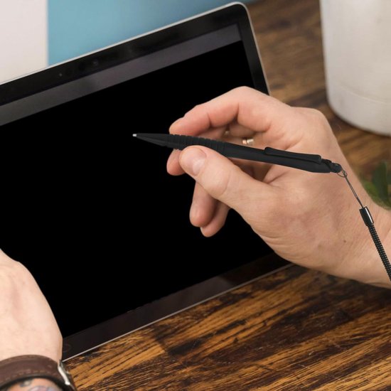 2 stuks resistieve touchscreen stylus pen met vaste punt en siliconen houder met dubbelzijdige lijm inclusief veerband geschikt voor resistieve schermen van tablets — afbeelding 2
