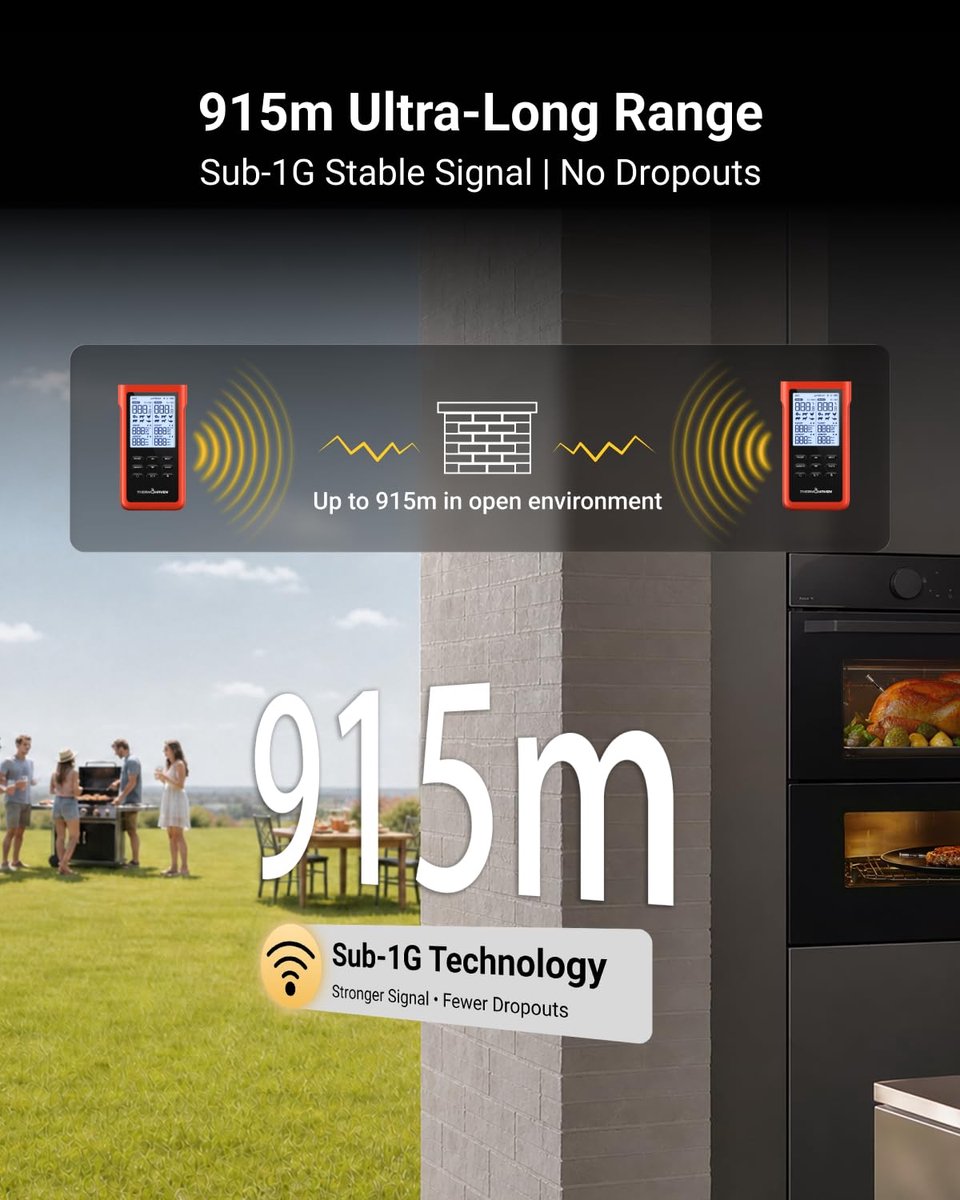 Vleesthermometer draadloos met 2 sondes - zonder mobiele app - nauwkeurige metingen - ideaal voor barbecue - SnelShoppen