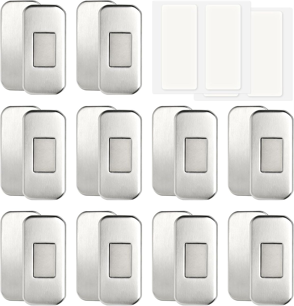 10 stuks zelfklevende magnetische deurvangst, geen boor roestvrijstalen deursluiter, ultradunne onzichtbare deurslotmagneet voor kast, kast, lade en kledingkast