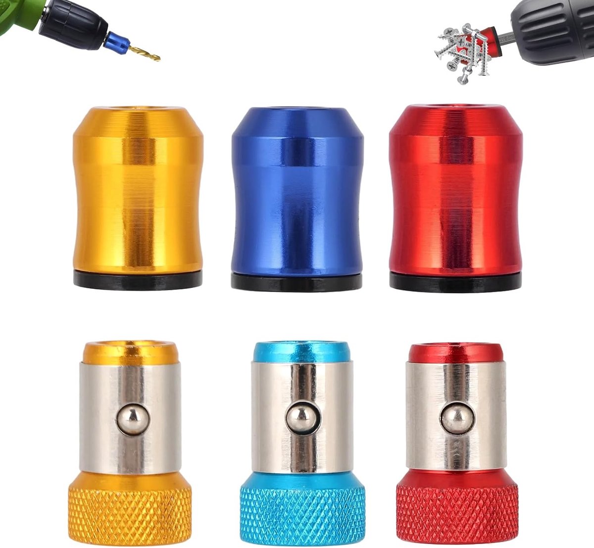 6st Sterke Magnetische Schroefringhouders, 2 Stijlen Verwijderbare Schroevendraaierkoppen Magnetische Ringen voor Boorbits Elektrisch Gereedschap Huisreparaties Machinebediening