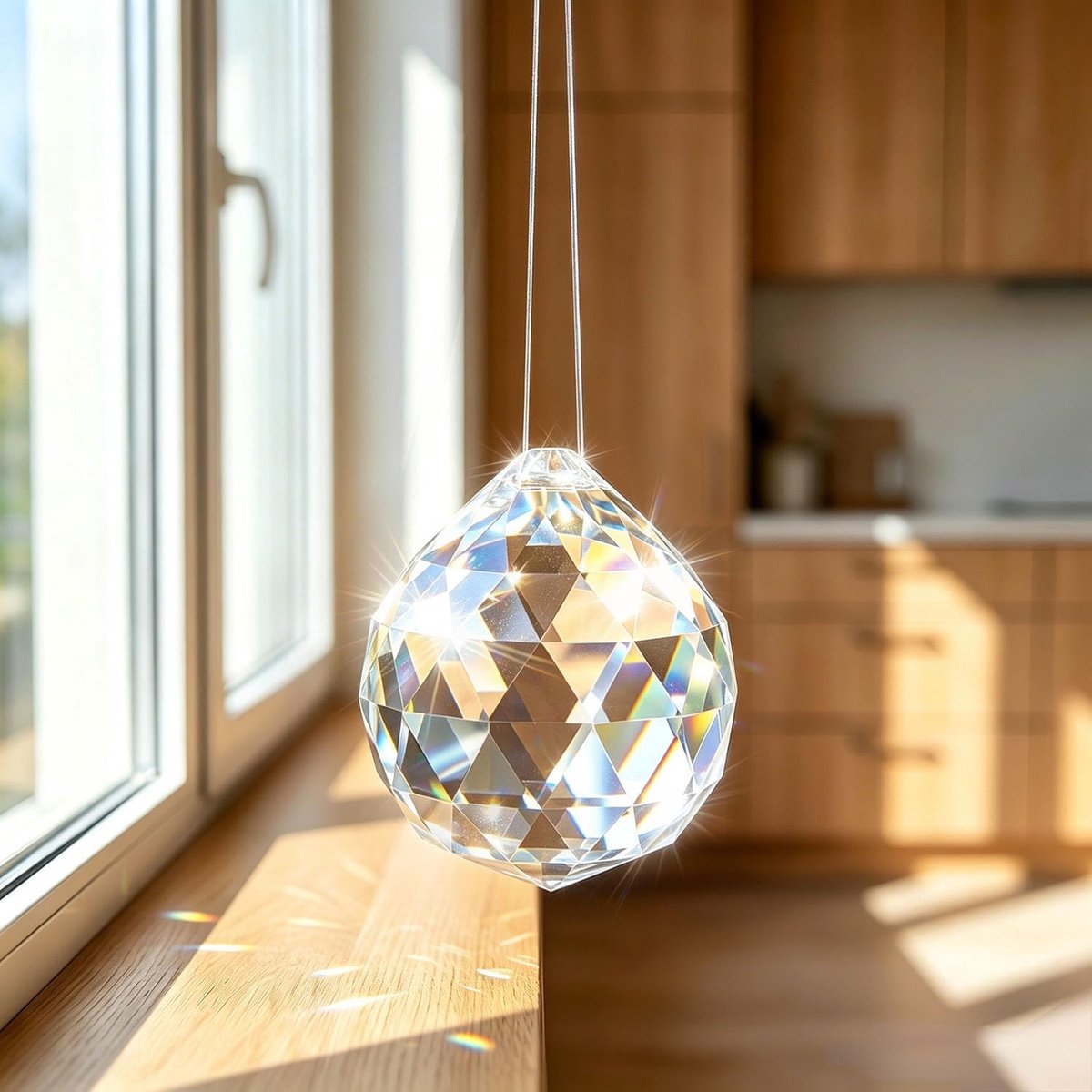 Zonnevangers kristal, 20 mm prisma kristal, kristallen om op te hangen, raamornament, ambachtelijke decoratie, kroonluchter hanger, lichtvanger, bal, raam, huis, tuin