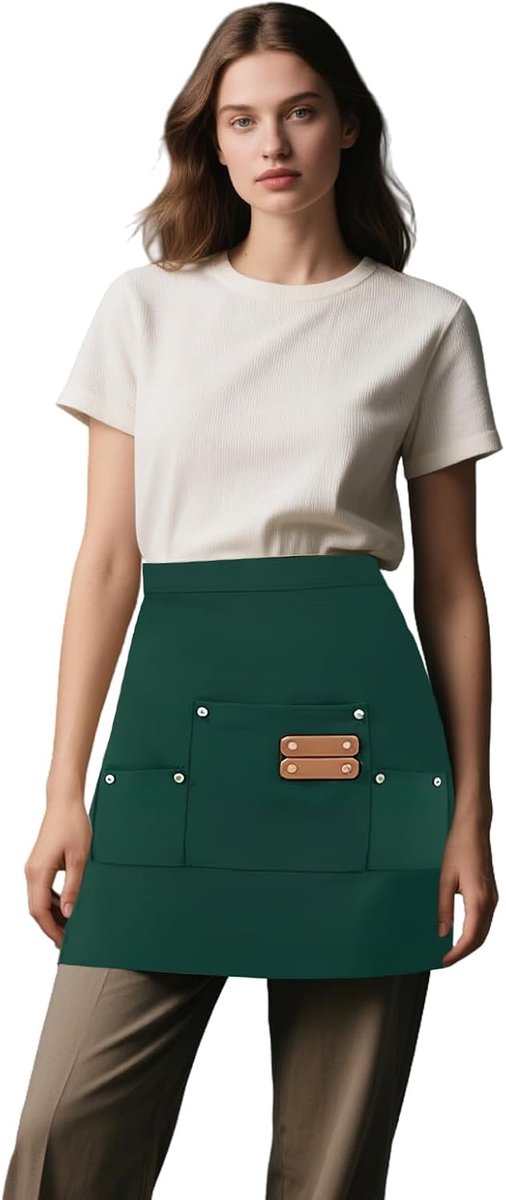 Schort, Halve Taille Schort met 3 Zakken, Waterdichte Kookschorten, Koffie Restaurant Bar Server Schort, Professioneel Kort Schort voor Mannen Vrouwen