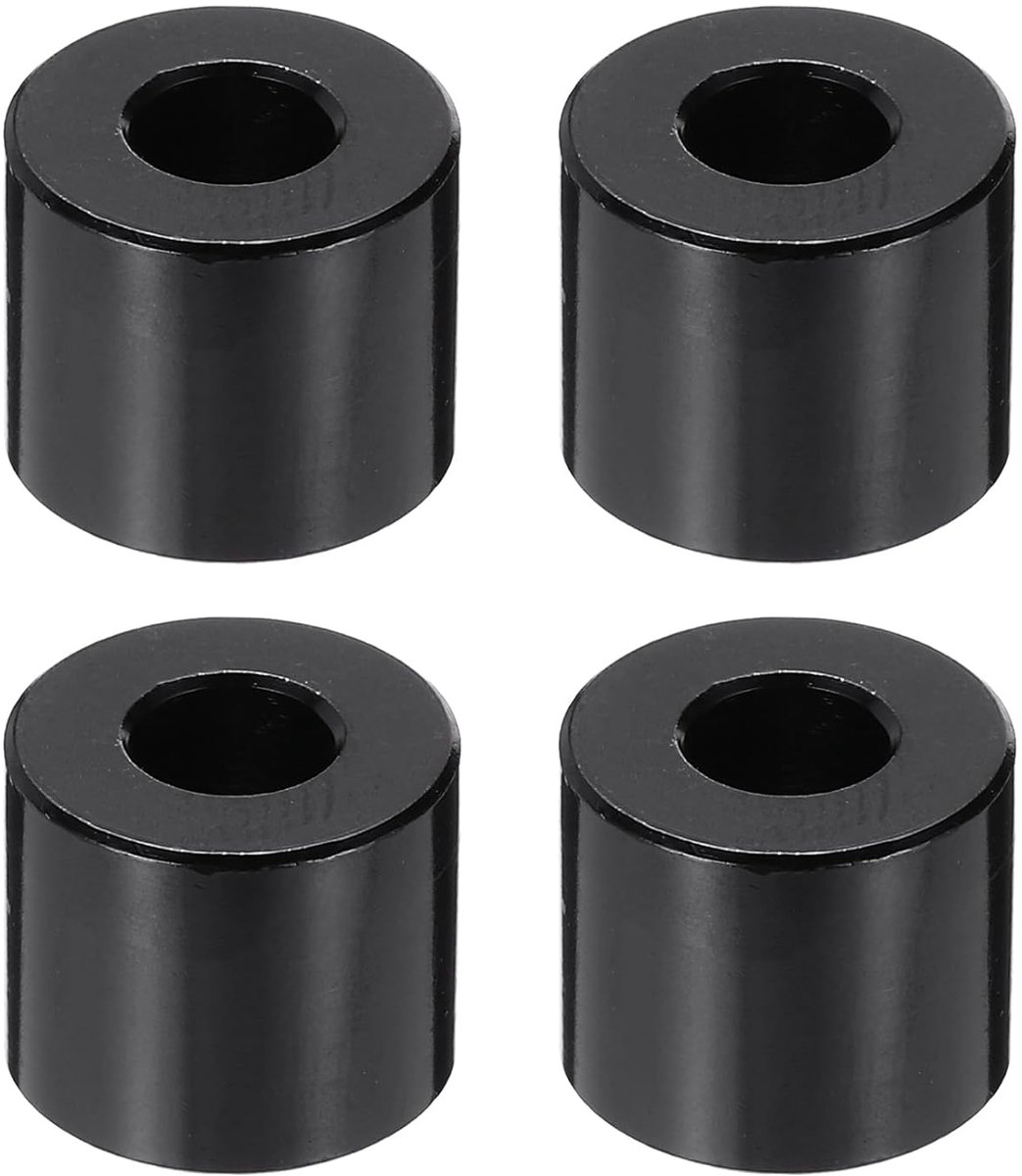 4 stuks M5 x 12 x 10 mm aluminium afstandhouders, ronde sluitringen, set afstandshulzen, ongetand metalen afstandhouders schroevenset voor auto-onderdelen, doe-het-zelf reparatie, zwart