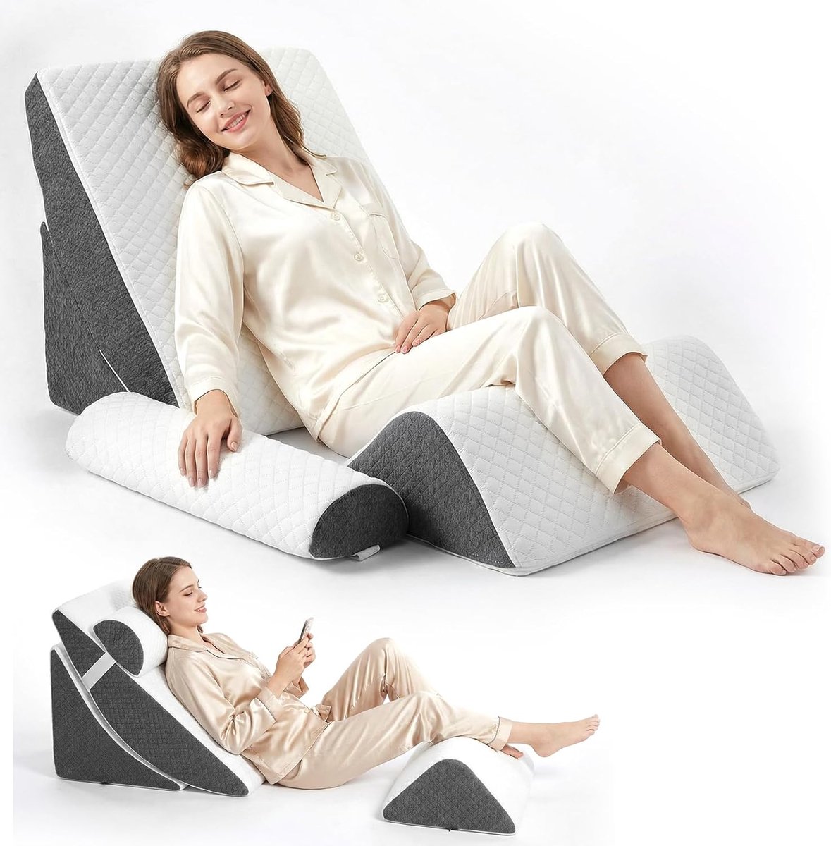 Orthopedisch bed wigkussen set - 4 delen traagschuim - ergonomisch ontwerp - ondersteuning bij slaapapneu - ShopVlot
