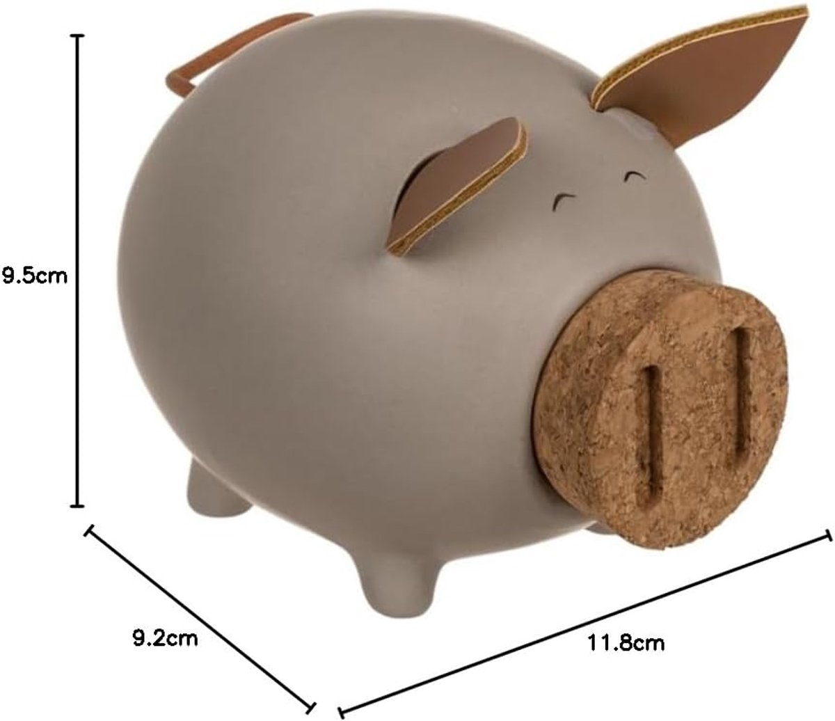 Spaarpot varkentje met oren - keramisch - originele spaarpot met kurkafsluiting - leuk cadeau - ShopVlot