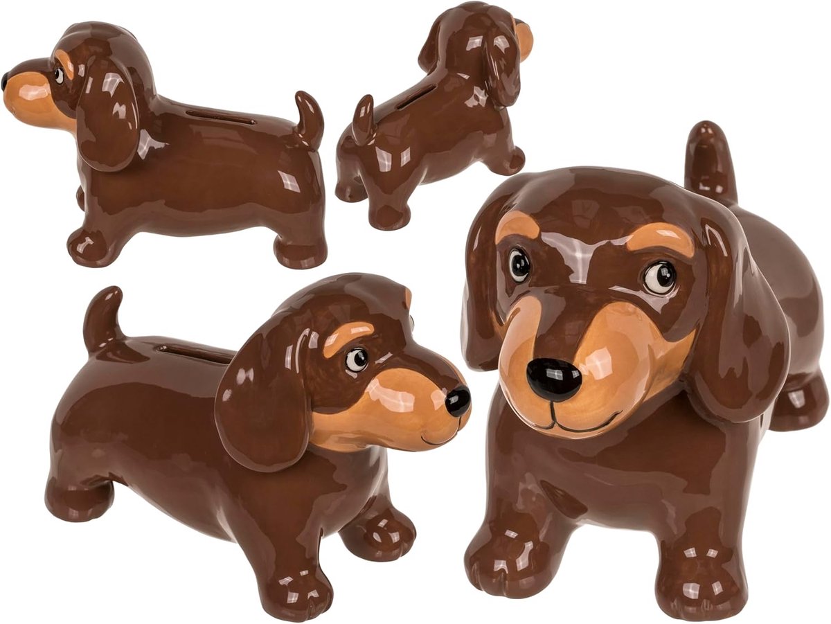 Spaarpot in de vorm van een hond - keramiek - bruin - uniek design voor decoratie - ShopVlot