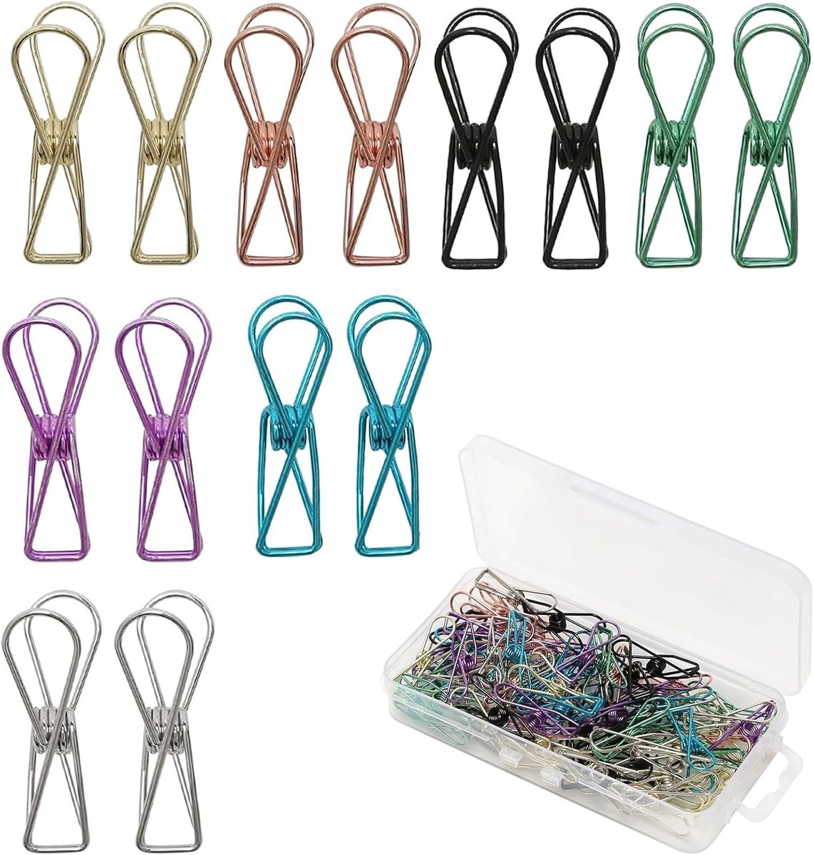 Paperclips 70 stuks - metalen mini-klemmen - 7 kleuren - ideaal voor kantoor en school - ShopVlot