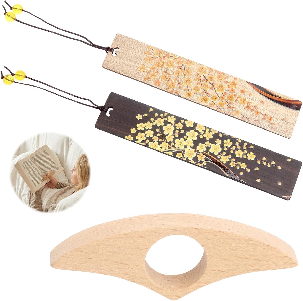 Boekenlegger Set - 2 Houten Boekenleggers - Praktische Bladzijdehouder - Ideaal voor Lezers - ShopVlot