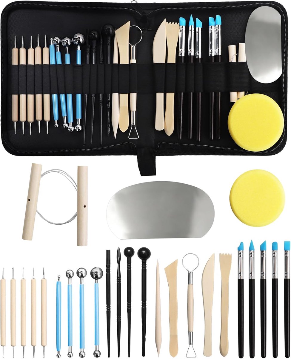 27-delige modelleergereedschapset - hout, kunststof en roestvrij staal - ergonomische handgrepen - ShopVlot