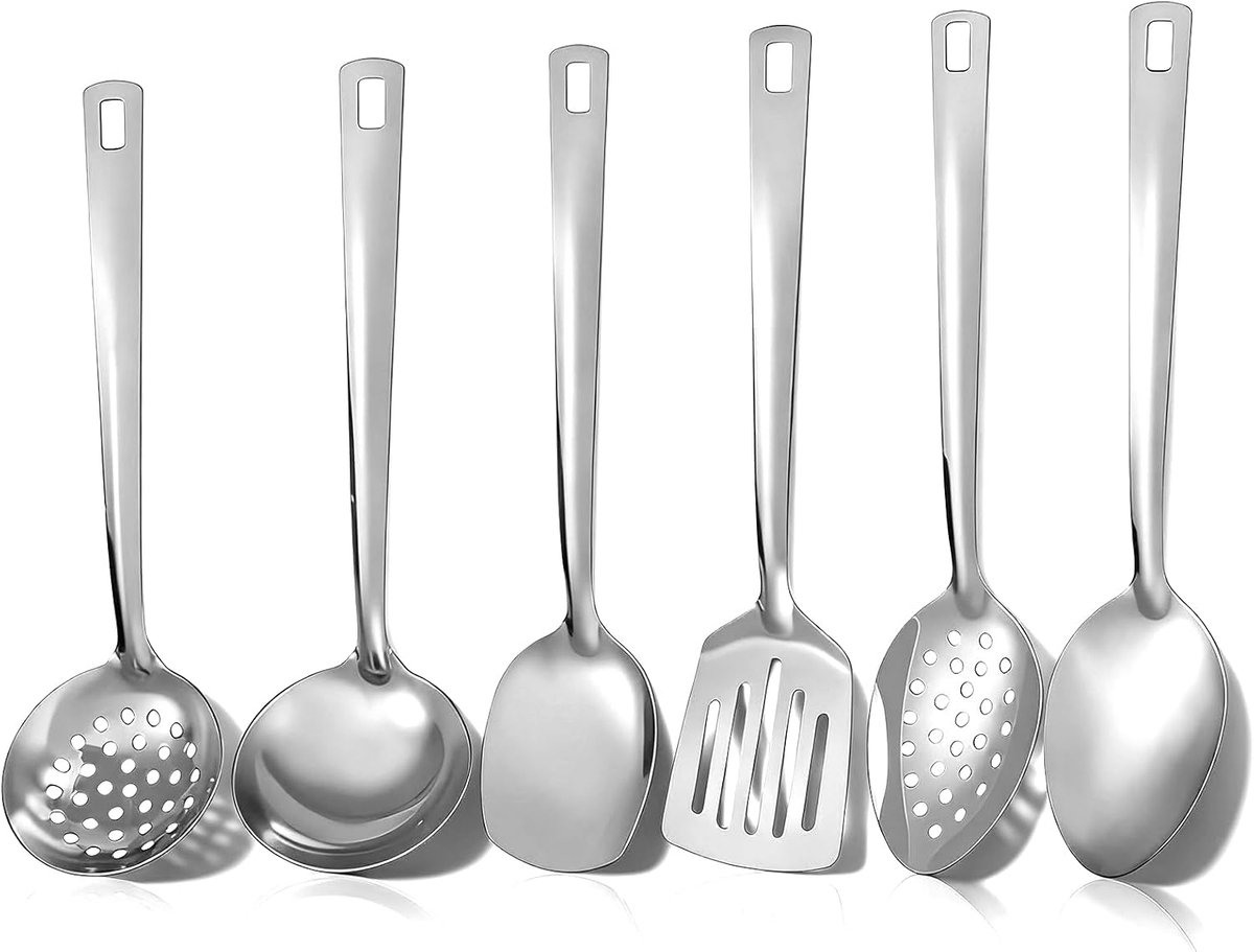 Keukengereiset 6-delig - titaniumzilver gecoat - roestvrij staal - vaatwasmachinebestendig - ShopVlot