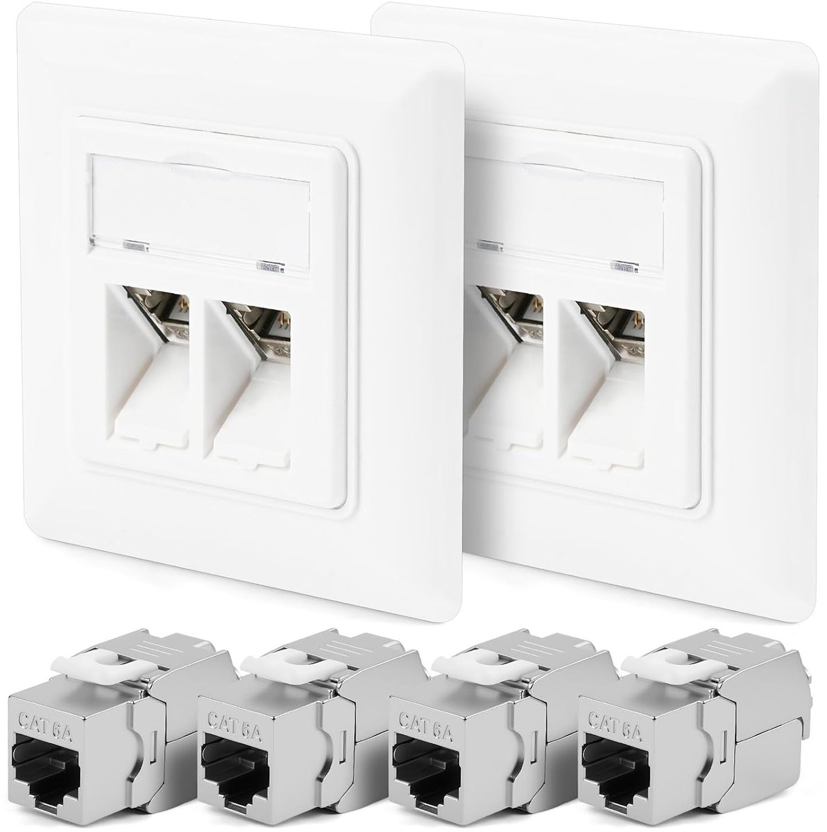 Netwerkdoos CAT 6A - 2 x RJ45 Keystone Poort - 10 Gigabit Ethernet - Ideaal voor netwerkverbinding - ShopVlot