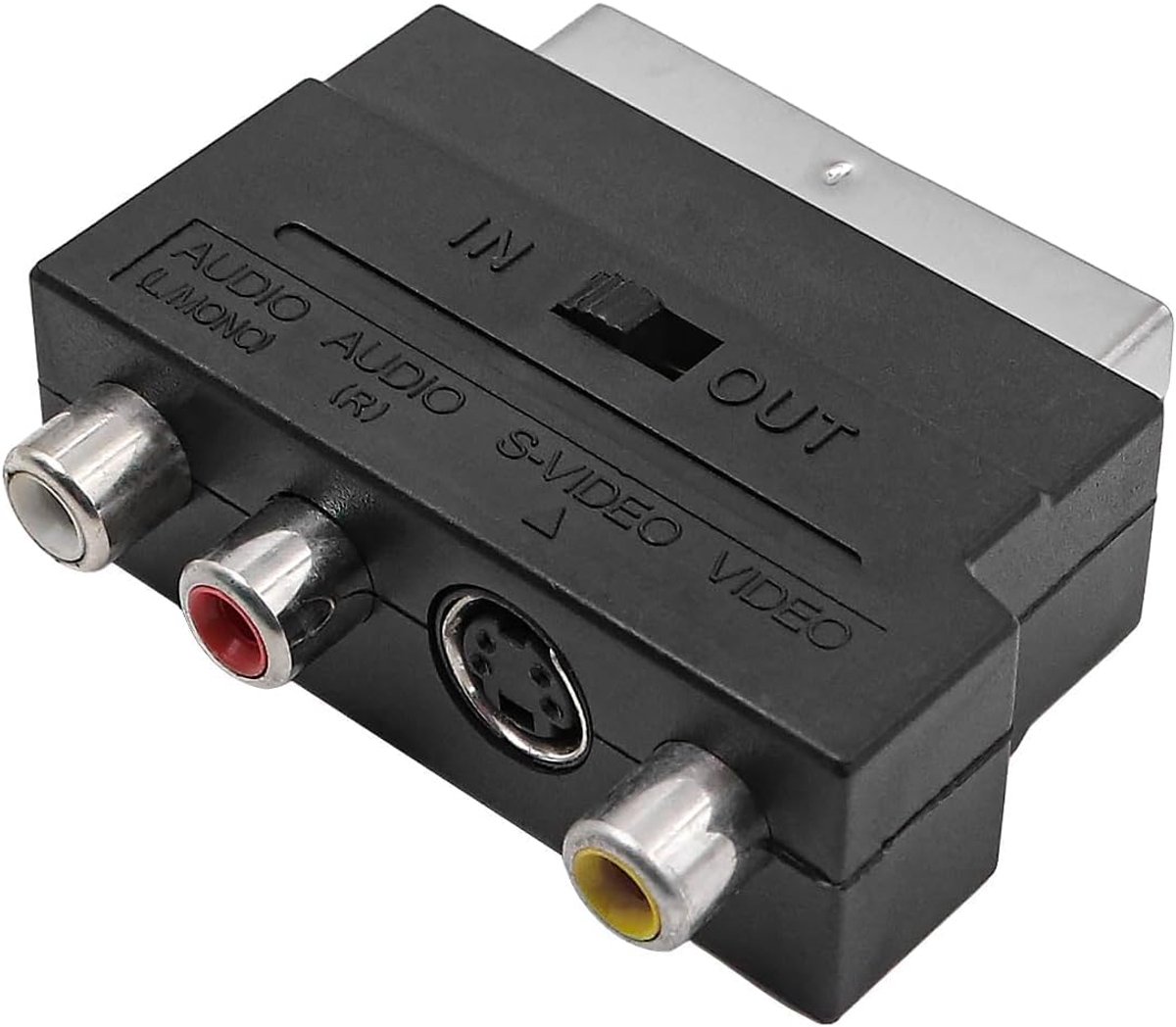 Scart Adapter - 3 x RCA en S-Video - Met IN/UIT-schakelaar - Ideaal voor video- en audioconnectie - ShopVlot