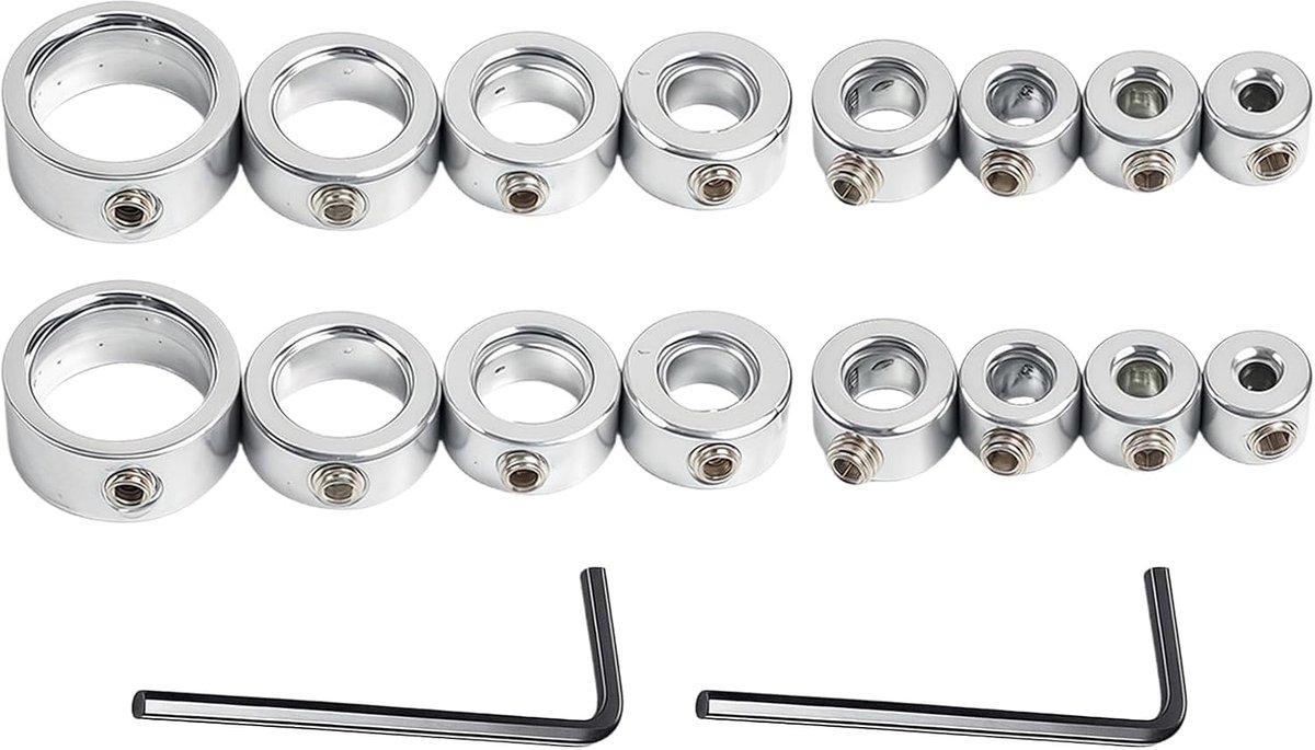 Diepte stopringen set 16-delig - Carbon staal - Verschillende maten 3-16 mm - Voor nauwkeurig boren - ShopVlot