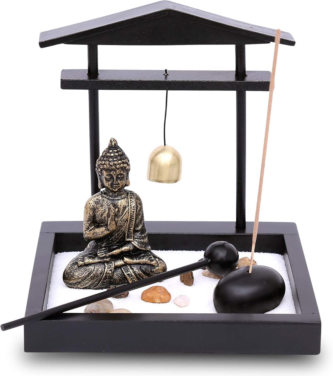 Mini Zen Garden Set - Buddha Beeld - Meditatie Decoratie voor Ontspanning - ShopVlot