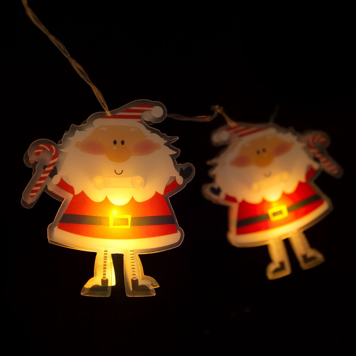 LED lichtsnoer - Kerstman - 10 LED - 1,35 meter - warmwit - 2 x AA 1 Stuks [58912]