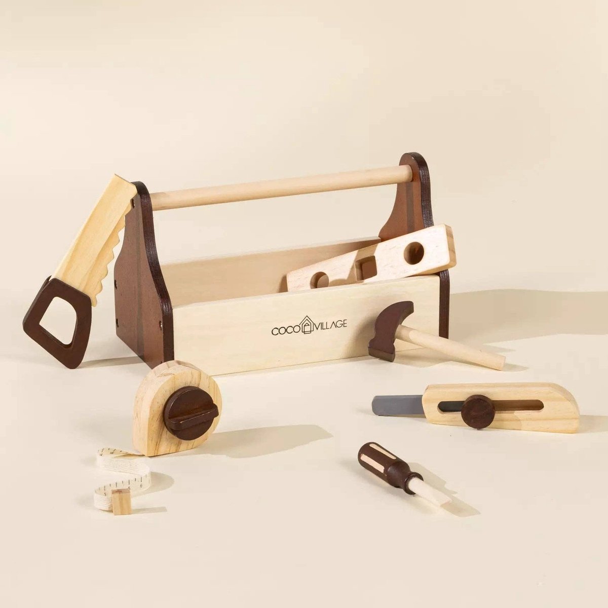Houten Gereedschapsspeelset | Starterset met kist, zaag, hamer en meetgereedschap