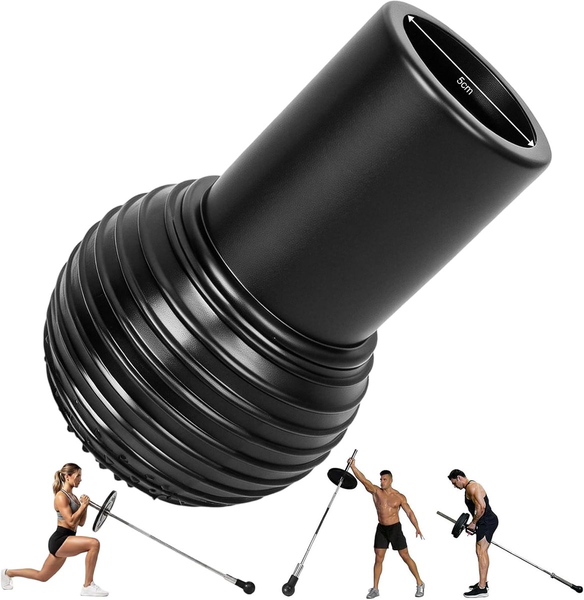 Landmine opzetstuk voor lange halter 50 mm - rubberen landvulling - 360° rotatie - veelzijdige krachttraining - ShopVlot