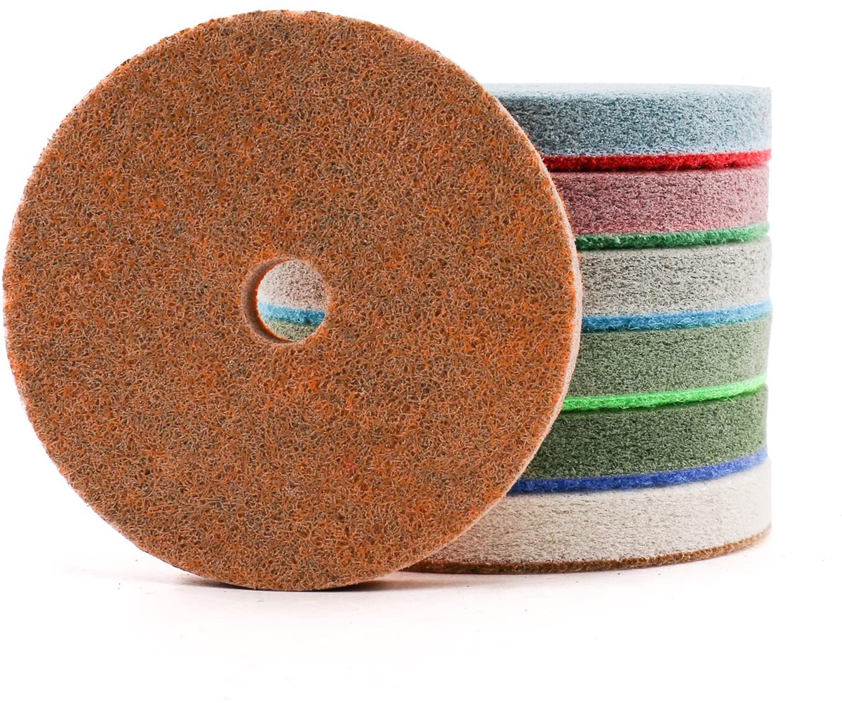 Polijstpads 4 Inch - Diamond Fiber Sponge - 7 Stuks - Voor nat polijsten van steen en marmer - ShopVlot