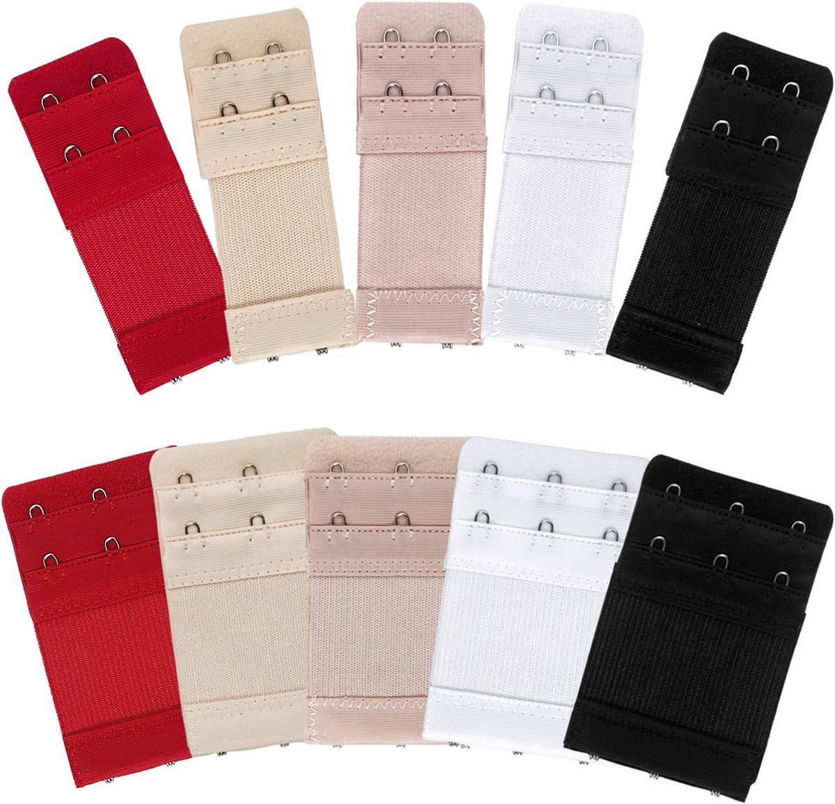 Bh Extender - Set van 10 Haken - Beige, Wit, Zwart, Rood, Khaki - Comfortabel en Verstelbaar - ShopVlot