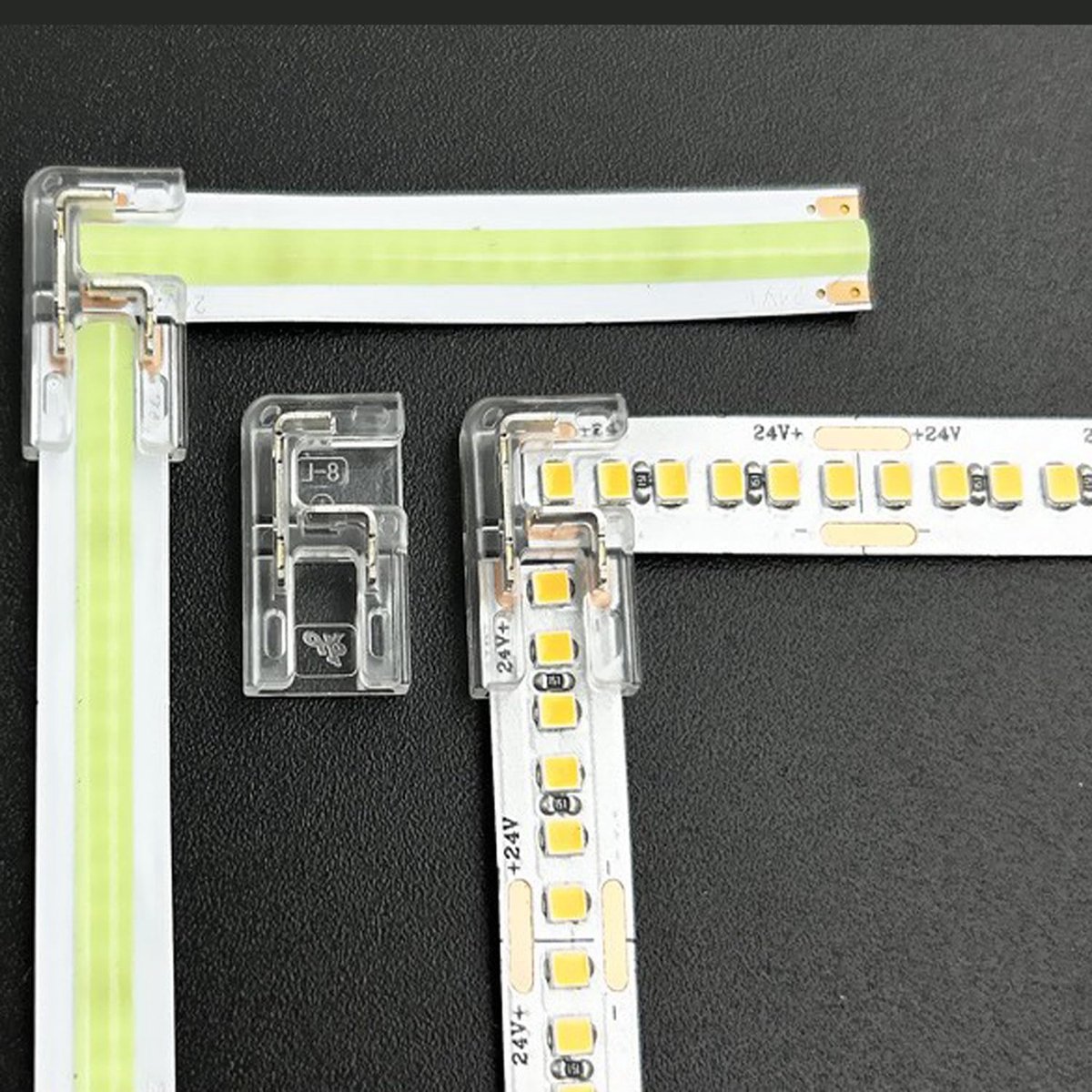 LED strip connector 2 pin 8mm - L-vormige solderless connector - voor SMD/COB strips - eenvoudig aansluiten - ShopVlot