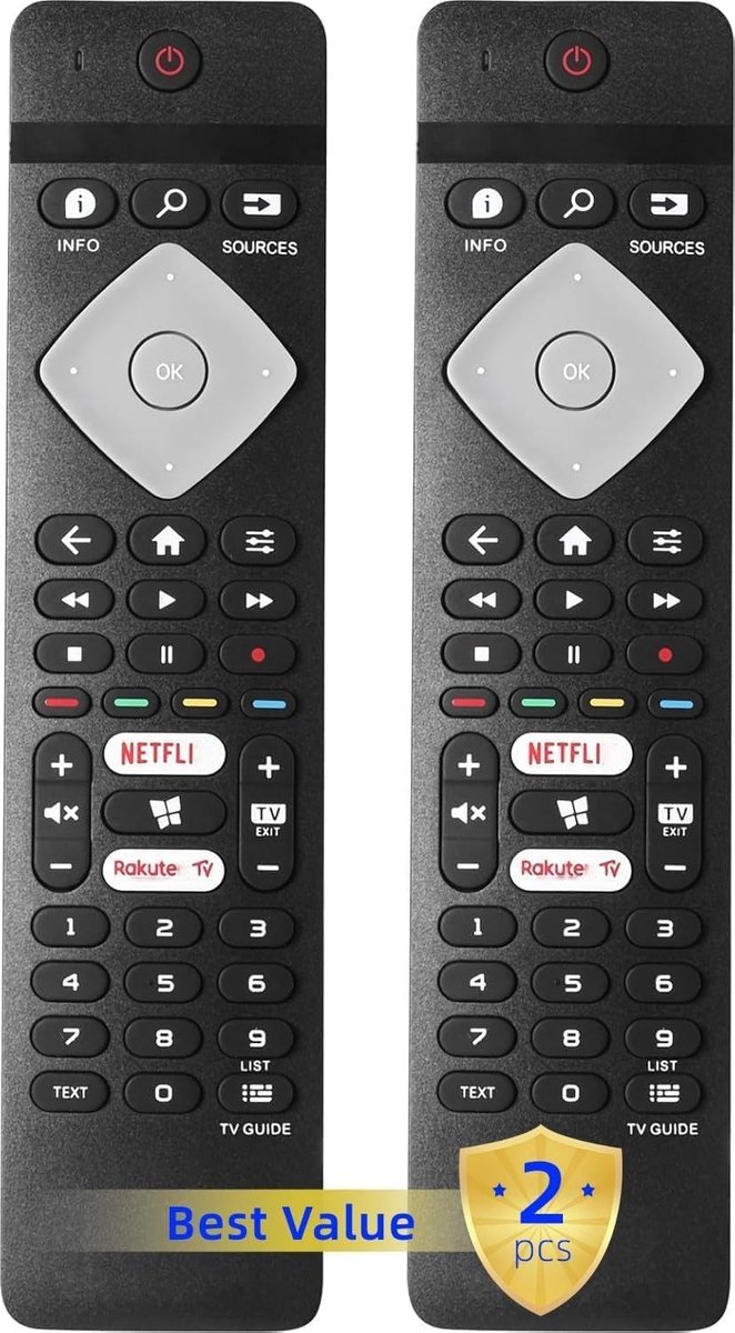TV afstandsbediening - universele vervangingsset - compatibel met Philips LCD LED TV - ShopVlot