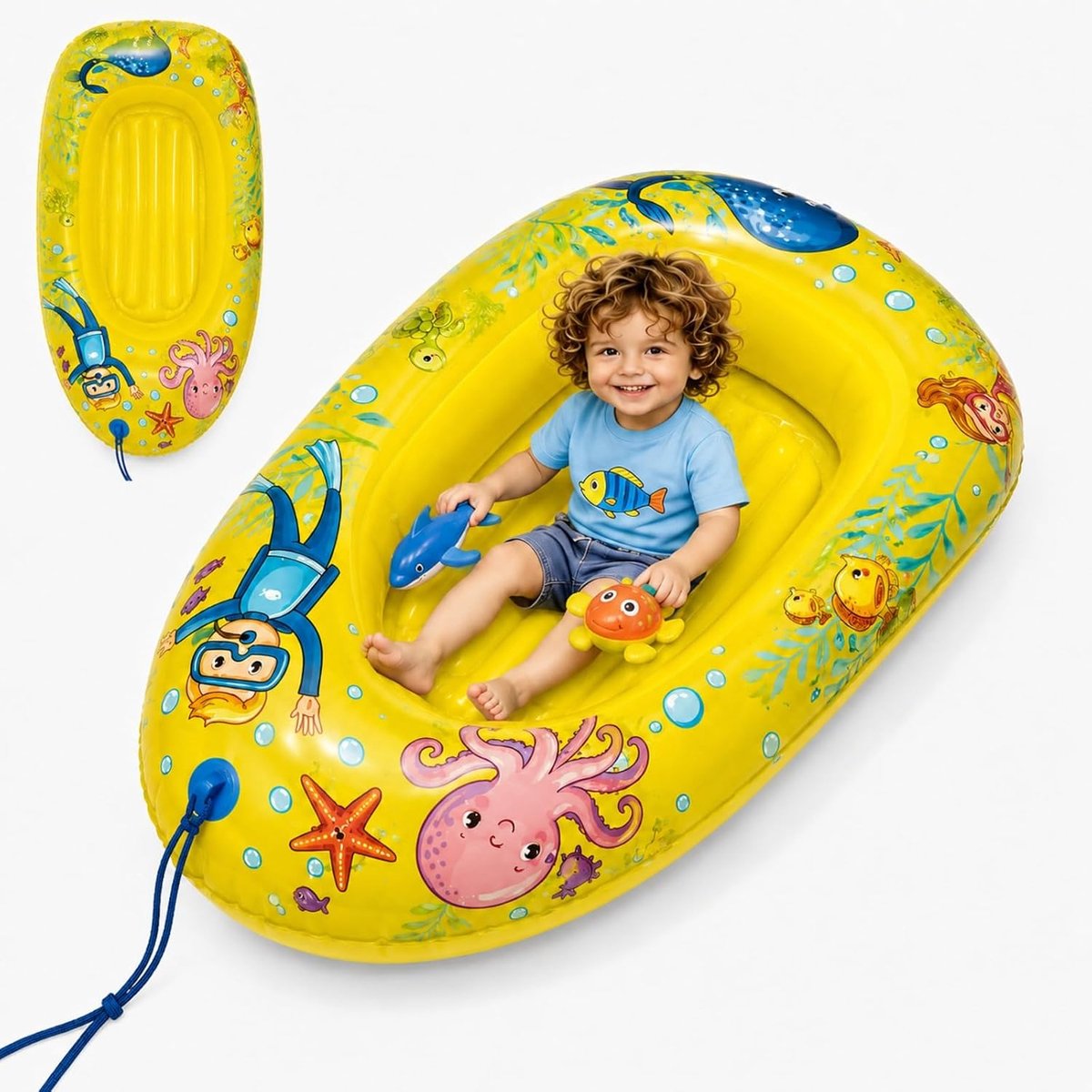 Opblaasbare boot voor kinderen 110 x 70 cm - zwembadboot - sleeptouw - waterplezier voor zomer - ShopVlot
