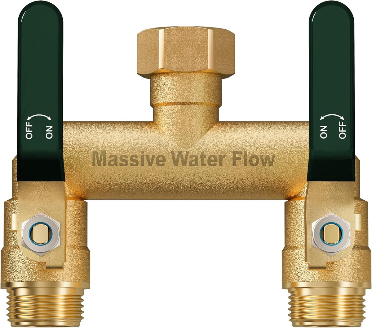 2-Weg Waterverdeler 3/4 Inch - Massief Messing - Grote Doorstroming - Ideaal voor Tuingebruik - ShopVlot