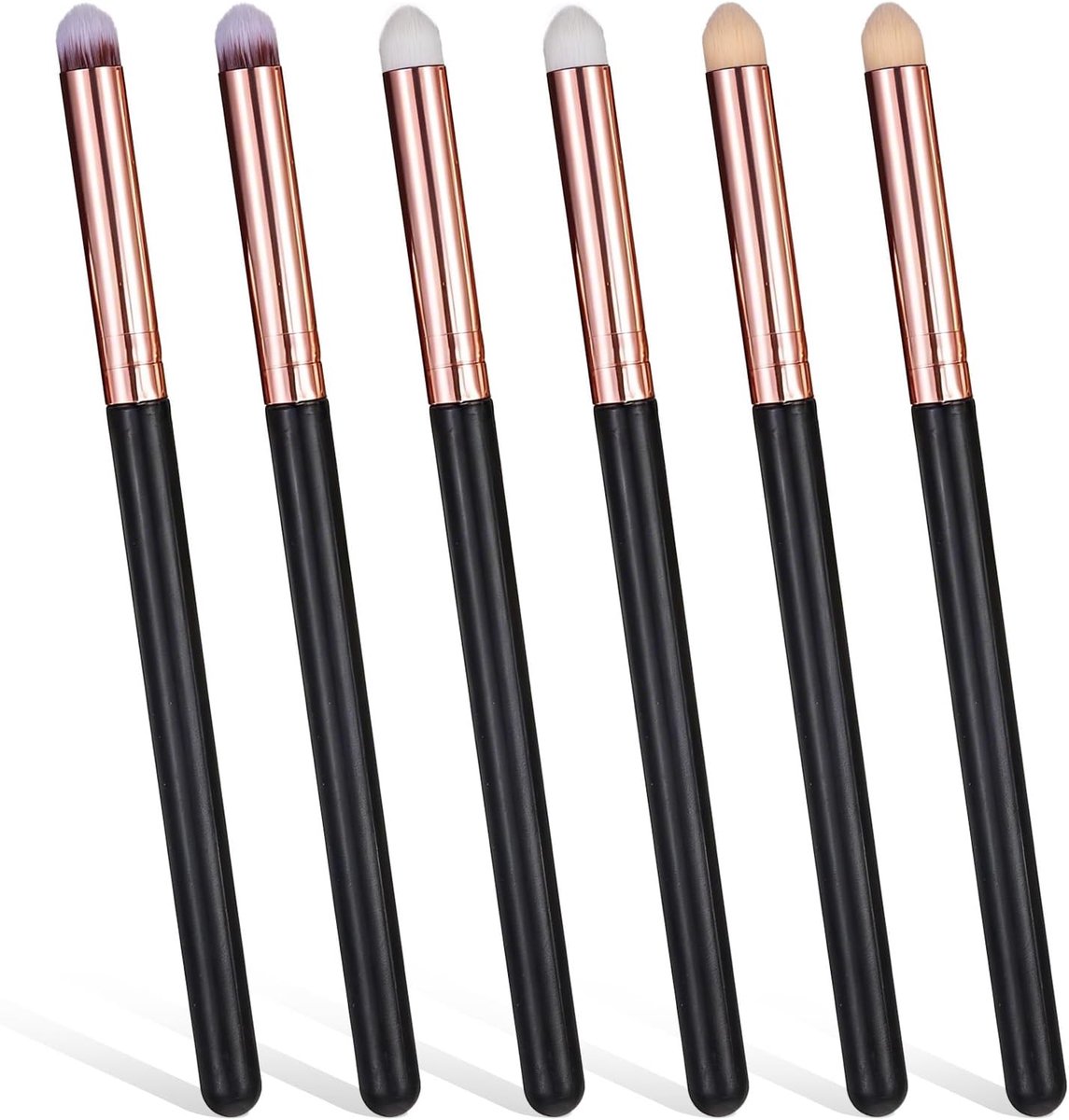 Oogschaduwkwasten set 6-delig - Professionele applicators - Elegant zwart met roségouden details - ShopVlot