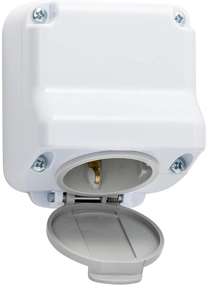 Schuko wandcontactdoos voor natte ruimtes - 1-gang - IP44 waterdicht - geschikt voor buitengebruik - ShopVlot