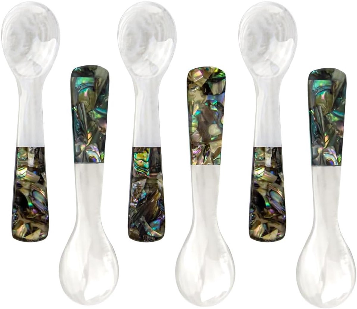 Caviar lepel set van 6 - Abalone handvat - 10 cm - Perfect voor caviar en eieren - ShopVlot