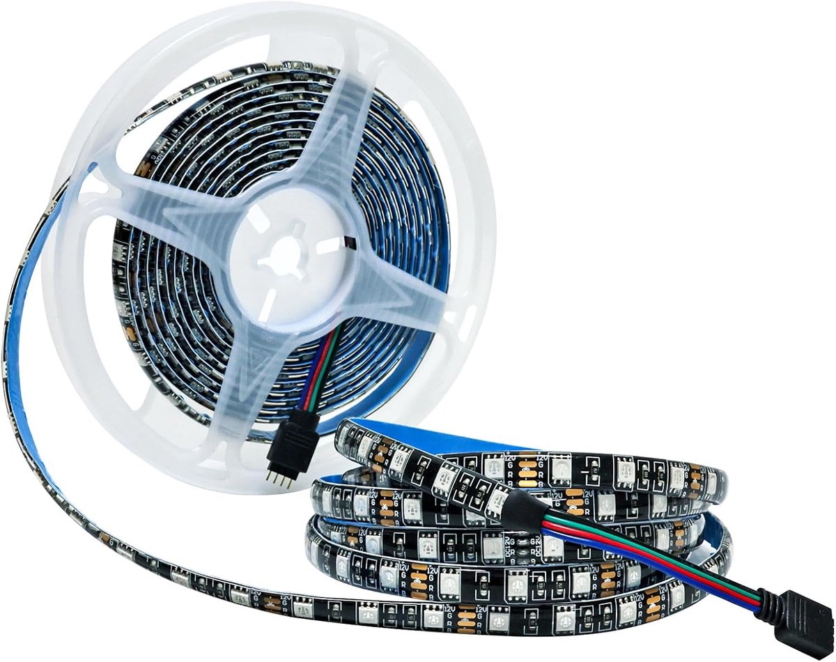 LED Strip 12V 5M - Zwarte PCB - RGB Kleurenverandering - Ideaal voor Sfeerverlichting - ShopVlot