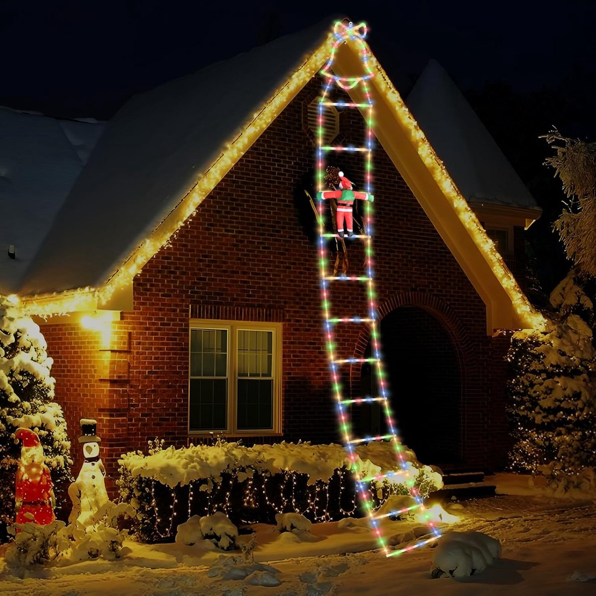 Kerstverlichting ladder 3,3 m - Santa Claus klimmend - 7 verlichtingsmodi - sfeervolle kerstdecoratie - ShopVlot