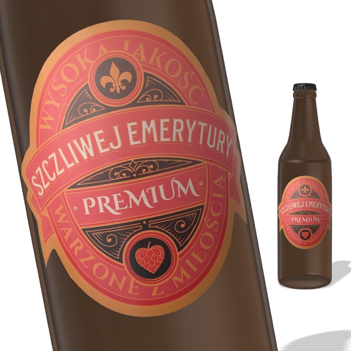 Etiketten voor bierflesjes - Szczęśliwej Emerytury - Groen & Goud - Fijn pensioen cadeau - ShopVlot