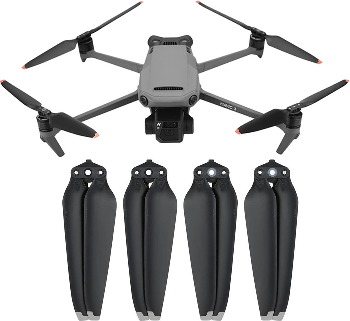 Propellers 9453F voor Mavic 3/3 Cine - 2 paar - zilverrand - snel te bevestigen, laag geluidsniveau - ShopVlot