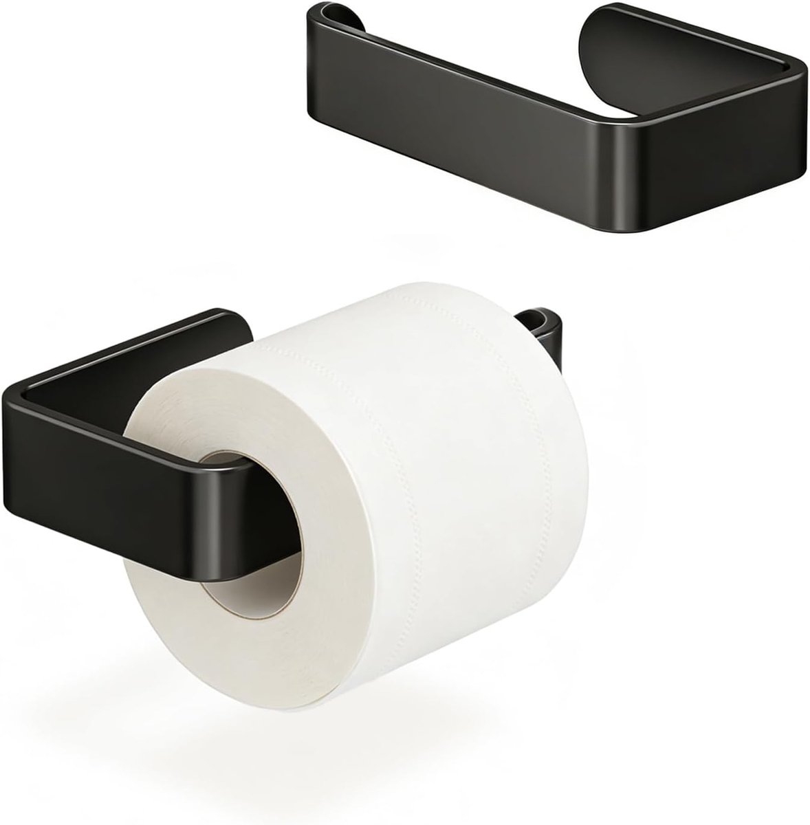 Toiletpapierhouder zonder boren - zwart - aluminiumlegering - eenvoudige installatie zonder spijkers - ShopVlot