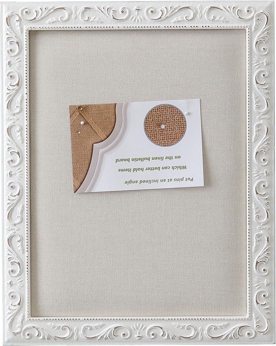 Bord met kurk 40x32cm - houten lijst - beige linnen - multifunctionele memo - ShopVlot